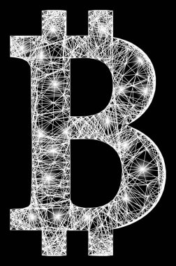 Parlak Fişeklerle Net Bitcoin Sembol Ağ Ağı