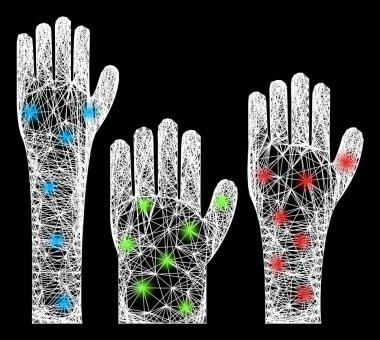 Ağ Oy Veren Eller Parlak Noktalarla Örgü