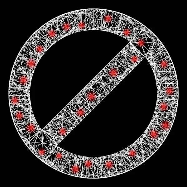 Red de malla web prohibida con puntos de luz brillantes — Vector de stock