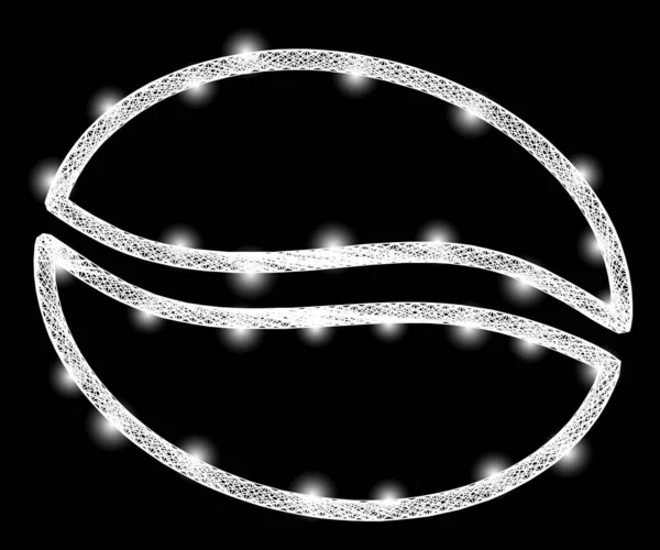 Rede de malha de rede de feijão de cacau com pontos de luz brilhantes —  Vetores de Stock