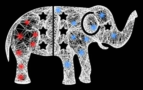 Hatched American Democratic Elephant Web Mesh com Luzes brilhantes —  Vetores de Stock