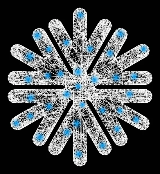 Сеть Snowflake Web Mesh с яркими световыми пятнами — стоковый вектор