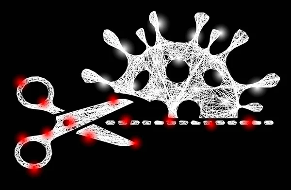 Δικτυωτό πλέγμα Coronavirus κοπής με φωτεινές κουκκίδες Glitter — Διανυσματικό Αρχείο