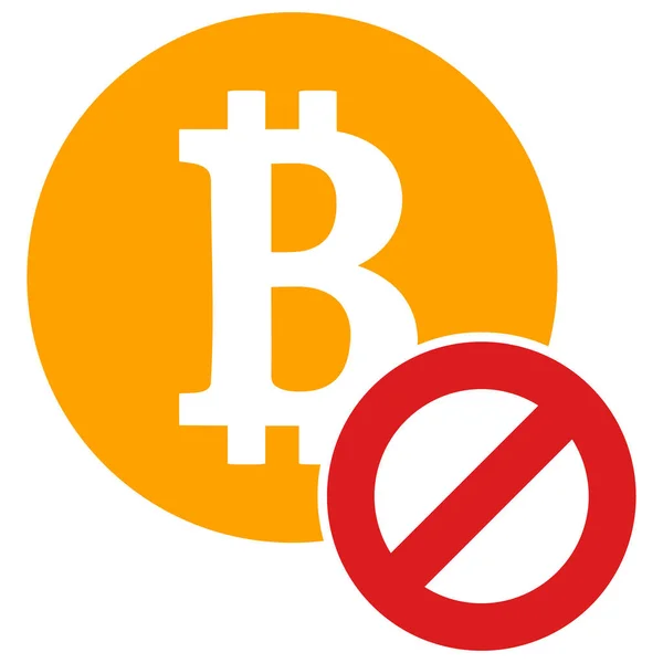 Raster Stop Bitcoin Icono plano Imagen —  Fotos de Stock