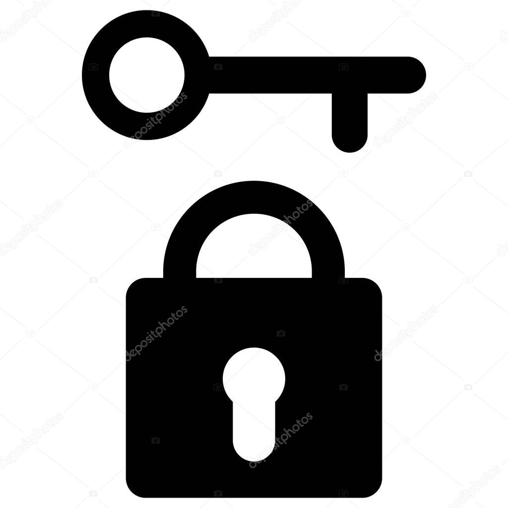 Raster Lock Key Flat Icon Symbol