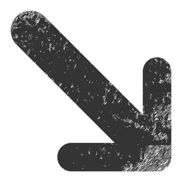 Flèche vers le bas Grunge Icône droite Illustration — Image vectorielle