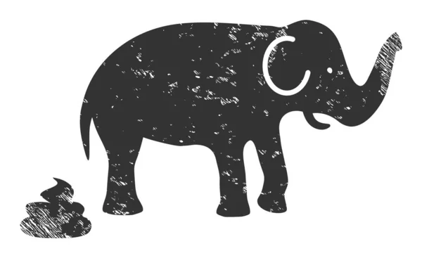 Elephant Shit Scratched Icon Symbol —  Vetores de Stock