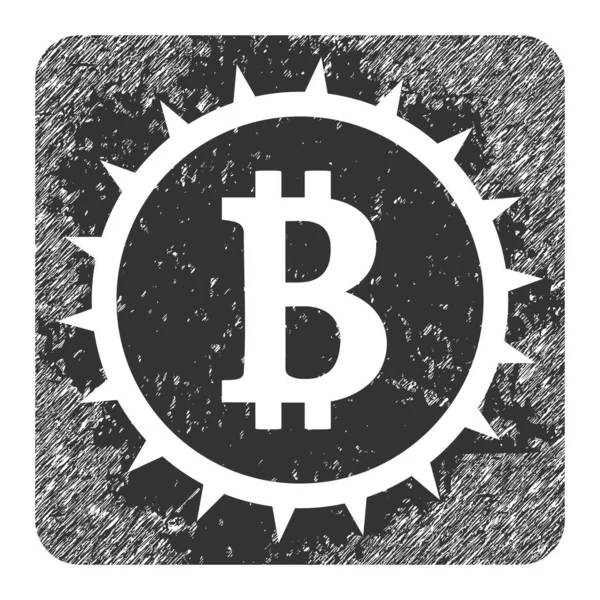 Bitcoin Box Grunge Icono Ilustración — Vector de stock