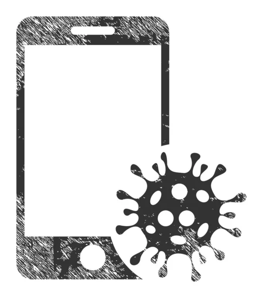 Virus Smartphone Illustration Icône rayée — Image vectorielle