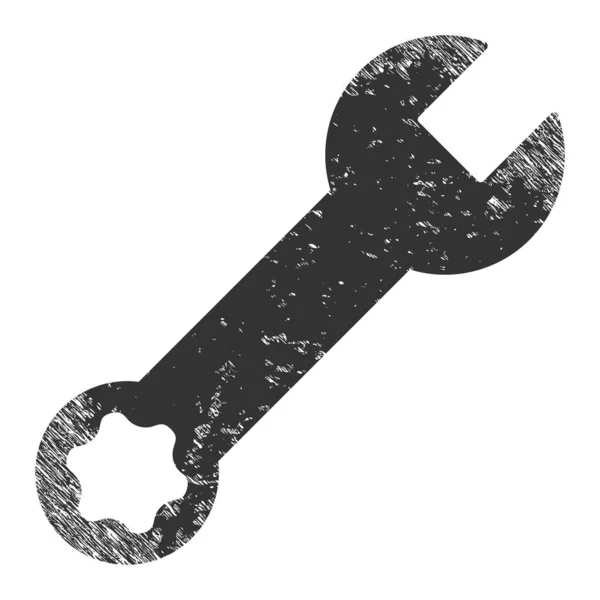 Schraubenschlüssel Werkzeug zerkratzte Icon Illustration — Stockvektor