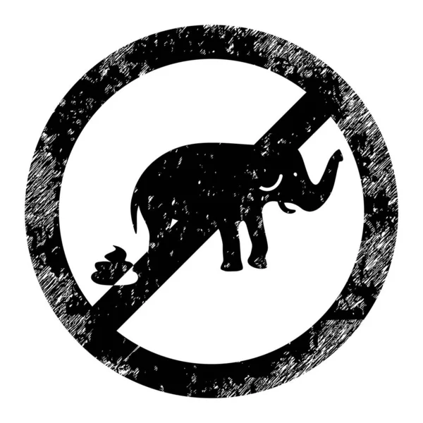 Stop Elephant Shit Scratched Icon Symbol —  Vetores de Stock