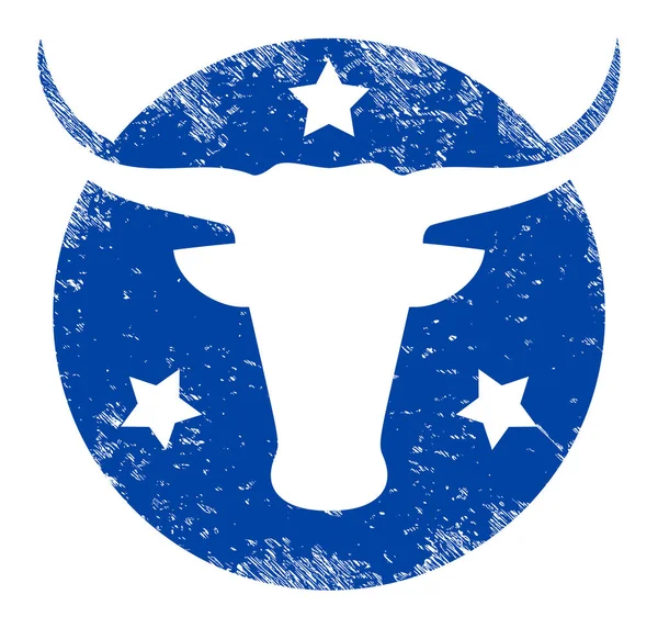 American Bull Logo zerkratzte Ikone Illustration — Stockvektor