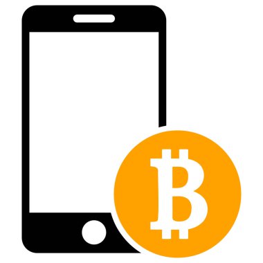 Vektör Mobil Bitcoin Ödeme Düz Simge ResmiComment