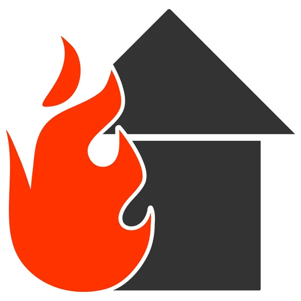 Vector Fired House Icono plano Ilustración — Vector de stock