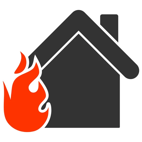 Vector Burning Home Flat Icono Ilustración — Vector de stock