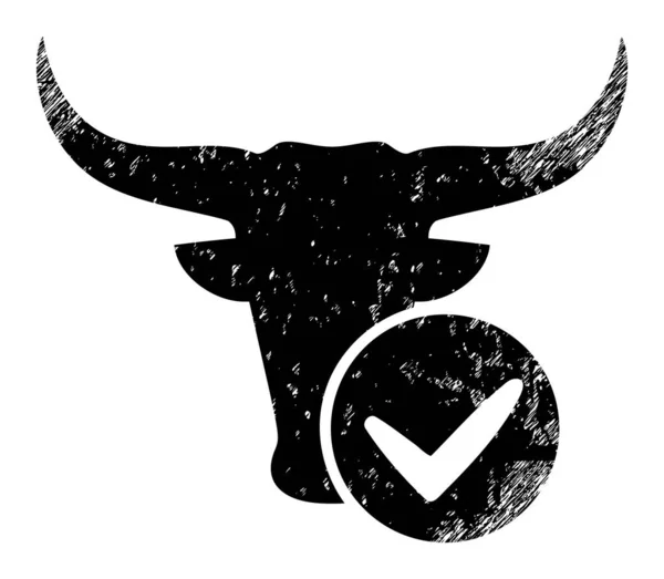 承認された牛のスクラッチアイコン画像 — ストック写真