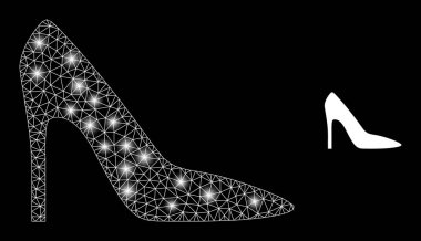 Işık lekeli Çokgen Ağ Yüksek Topuklu Kadın Ayakkabısı