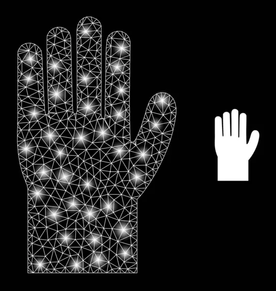 Polygonal Carcass Mesh Hand with Lightspots — стоковый вектор