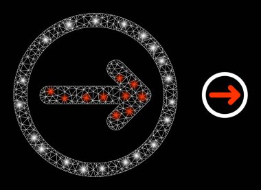 Polygonal Network Mesh Rounded Right Arrow with Light Spots