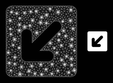 Polygonal Wire Frame Mesh Left Down Direction with Glare Spots