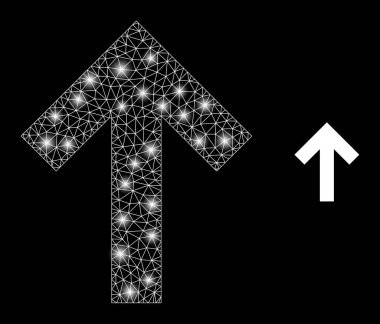 Polygonal Wire Frame Mesh Up Direction Arrow with Lightspots