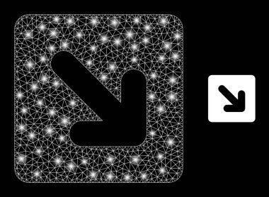 Polygonal Wire Frame Mesh Right Down Direction with Lightspots