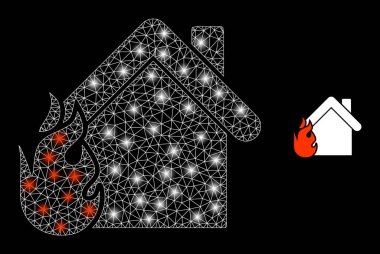 Polygonal 2D Mesh Burning Home with Light Spots