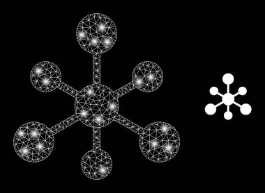 Polygonal Wire Frame Mesh Web Connections with Lightspots