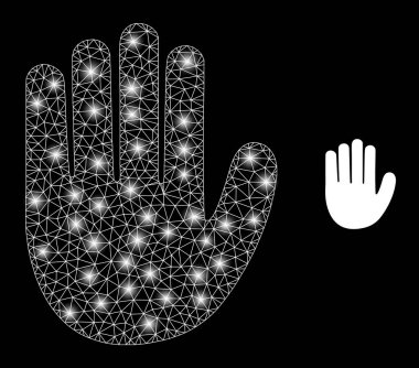 Polygonal Carcass Mesh Hand Palm with Lightspots