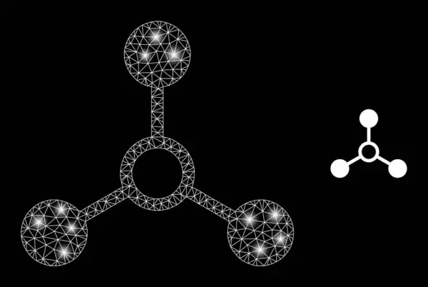 Polygonal Wire Frame Mesh Atom Links with Glare Spots — ストックベクタ