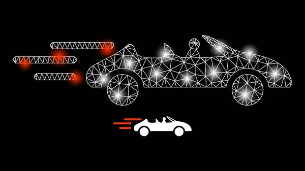 Polygonal Network Mesh Cabriolet Movement with Magic — Vector de stock