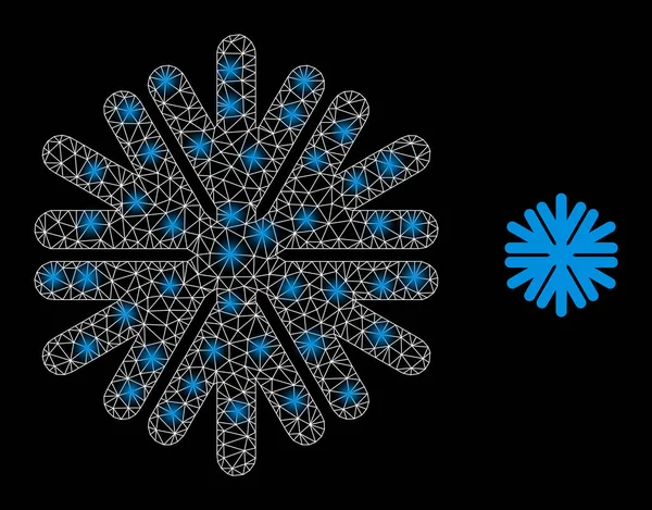 Polygonal 2D Mesh Snowflake with Light Spots — стоковый вектор