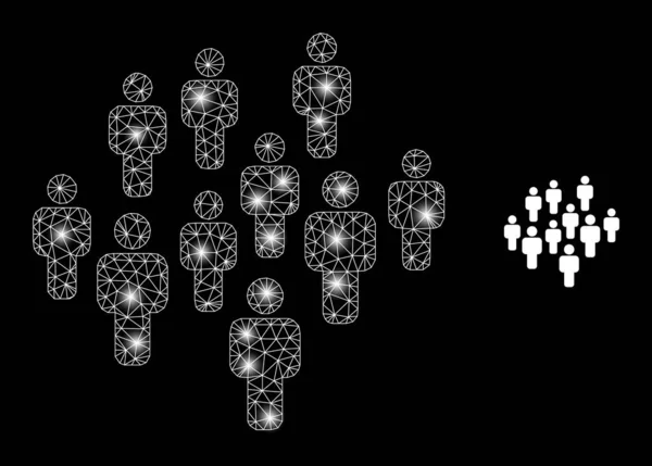 Polygonal 2D Mesh People Crowd with Magic — стоковый вектор