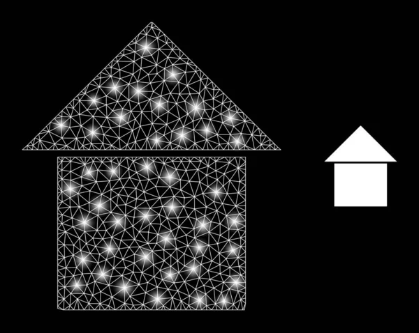 Polygonal Network Mesh House with Magic — ストックベクタ