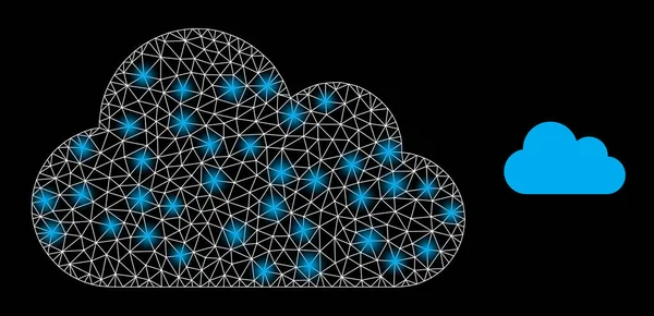 Polygonale Karkasse-Netzwolke mit Blendflecken — Stockvektor