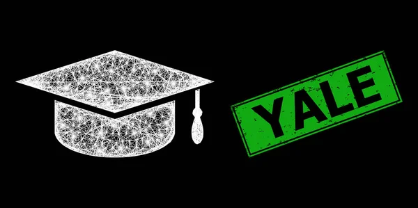 Textured Yale Stamp Seal and Net Graduation Cap Mesh with Bright Glitter Dots — Stock Vector