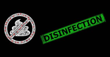 Grunged Disinfection Imprint and Network Stop Shit Web Mesh with Bright Glare Spots