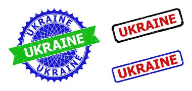 UKRAINE Rosette ve Dikdörtgen Renkli Damgalar Grunged Styles