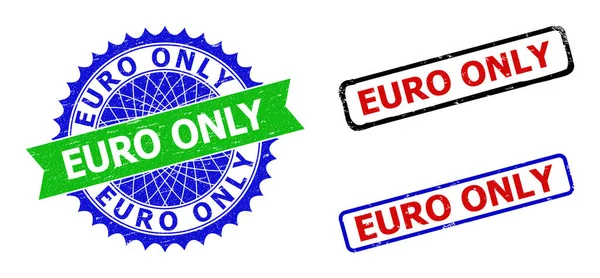EURO SEULEMENT Rosette et joints bicolores rectangulaires avec styles de détresse — Image vectorielle