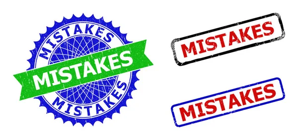 MISTAKES Rosette and Rectangle Bicolor Watermarks with Corroded Styles — Stock Vector