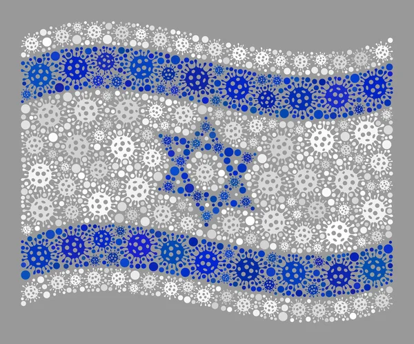 Acenando bandeira de Israel - Mosaico de objetos de vírus — Vetor de Stock