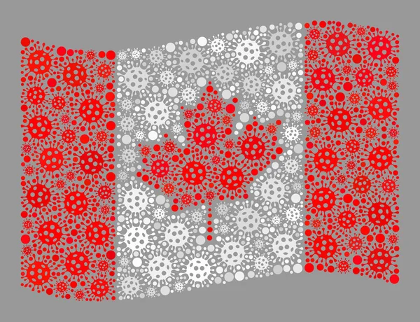 Kanada Bayrağı Dalgalanıyor - Virüs Ögeleriyle Mozaik — Stok Vektör