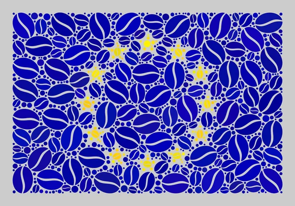 Drapeau Café Europe - Mosaïque avec grains de café — Image vectorielle