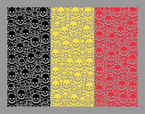 Peligro Bandera de Bélgica - Mosaico con elementos de cráneo — Vector de stock