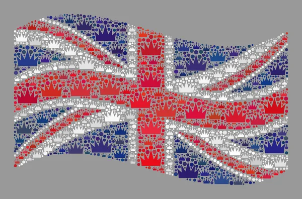 Luxury Waving United Kingdom Bandeira - Colagem com objetos imperiais — Vetor de Stock