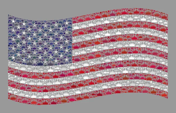Marca Waving EUA Bandeira - Colagem de Elementos Imperiais — Vetor de Stock