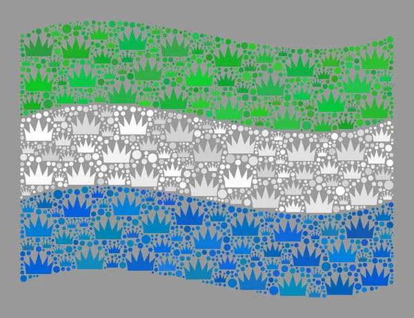 Brand schwenkt Sierra-Leone-Flagge - Mosaik mit Kronelementen — Stockvektor