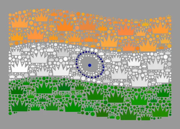 Redevance agitant le drapeau de l'Inde Mosaïque avec des articles de la Couronne — Image vectorielle