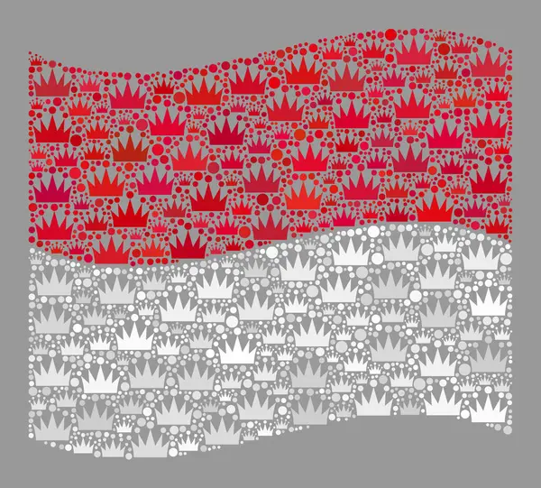 Kingdom Waving Monaco Flag - Collage met keizerlijke elementen — Stockvector