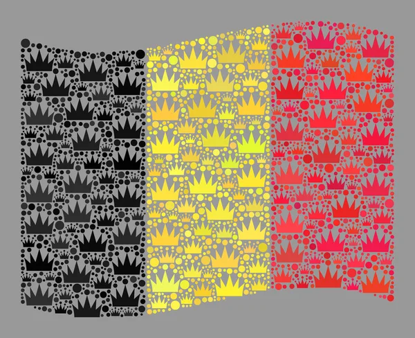 Royalty Waving Belgium Flag - Collage van keizerlijke objecten — Stockvector